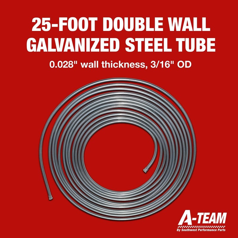 A-Team Performance 3/16 Double-Walled Galvanized Steel Brake Line Roll Kit - 25 ft, .028 in wall - Corrosion-Resistant Hydraulic Brake Line & Trailer Tubing - 16-Piece Fitting Set - Image 5